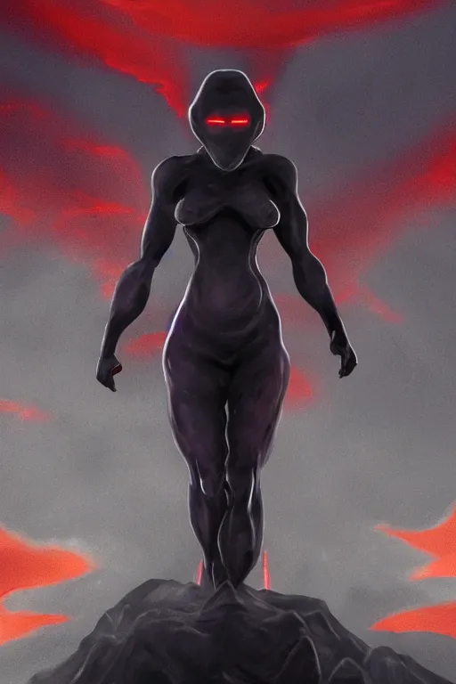 Prompt: Female employer fire elemental made of black flames, wearing a strict business suit, with no face, by Annie Swynnerton and Nicholas Roerich, madness combat, strong dramatic cinematic lighting , blood red sky, grey skin, smooth, sharp focus, extremely detailed