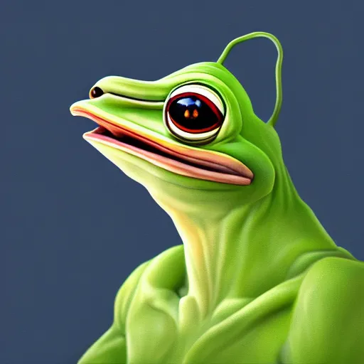 Image similar to portrait of realistic pepe jokes on you, concept art, trending on artstation, highly detailed, intricate, sharp focus, digital art, 8 k