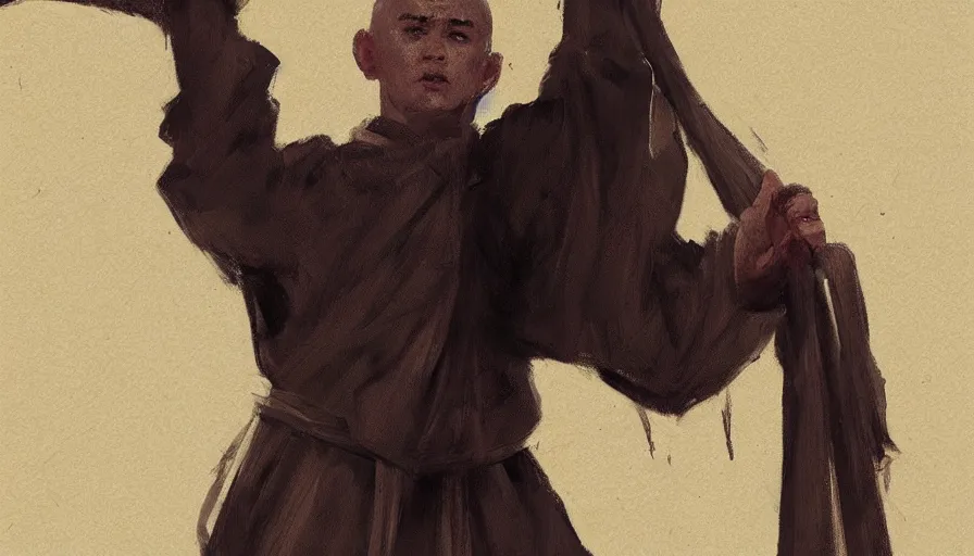 Prompt: concept art of a hanged monk by jama jurabaev, trending on artstation, high quality, brush stroke, for aaa game