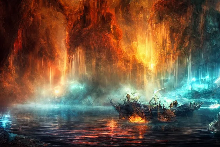 Image similar to the river stole the gods. photo - realistic hd, hyperrealism, colourful, highly detailed, cinematic, luminescence, 3 2 k, dop, high contrast, intricate, mystery, epic, fantasy