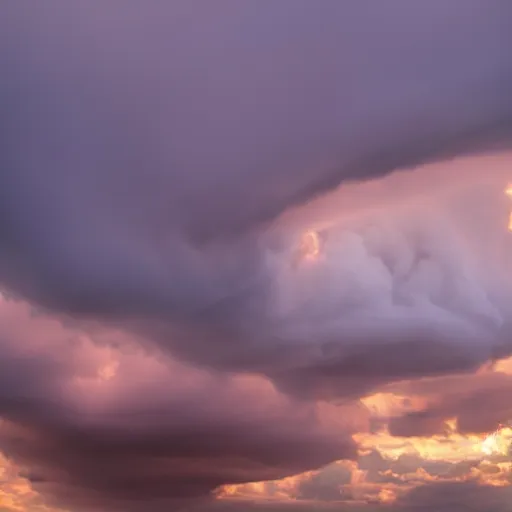 Prompt: cumulonimbus clouds at sunset, high quality, photorealistic, 4 k