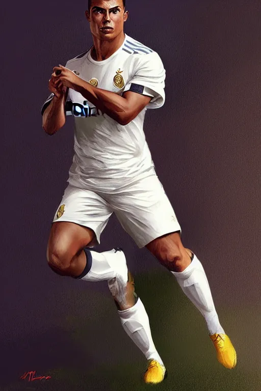 Image similar to ronaldo luis nazario da lima, football player, moonlight, haze, low contrast, digital painting, artstation, concept art, smooth, sharp focus, illustration, art by artgerm and greg rutkowski and alphonse mucha