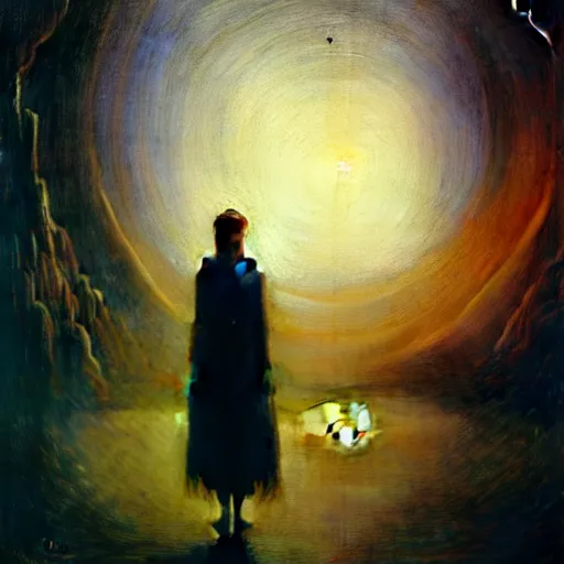 Image similar to a young woman lucid dreaming in cyberspace photoreal, atmospheric, by william turner, by beksinski, by caspar david friedrich, oil painting, romantism, realism, limited palette