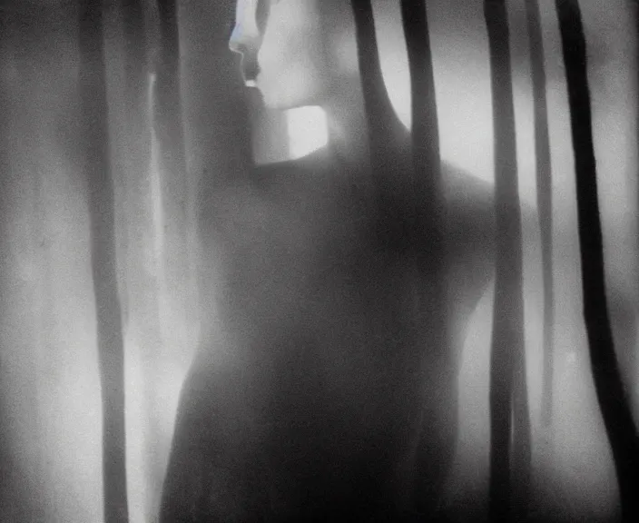 Prompt: mysterious scene of human transformation // detailed smoke, natural soft pale skin, innocence, sophisticated hands // noir, german expressionism, 20 century photography // old 35mm double-exposure photo, award-winning photography, grainy, cinematic, atmospheric, high contrasted // slightly erotic, eerie, sophisticated and unsearchable masterpiece, deep shadows, balanced composition // depth of field, ambient occlusion, motion blur, HD, intricate details, sharp focus, natural textures, long exposure