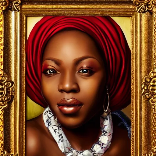 Prompt: portrait of an nigerian woman ( 3 5 ) from nigeria in 2 0 2 1, an oil painting by ross tran and thomas kincade