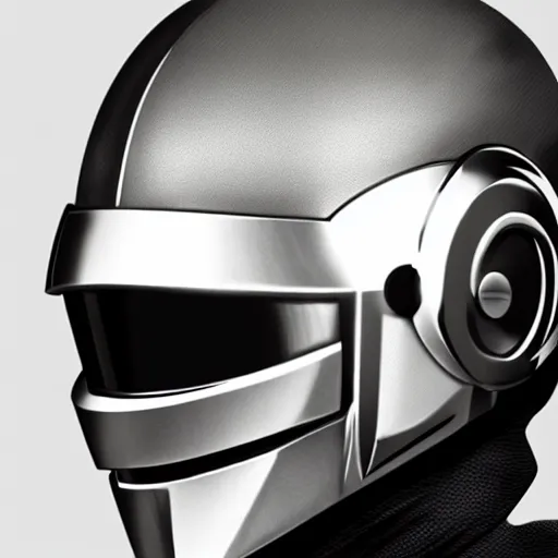 Prompt: daft punk helmet in middle age, photorealistic, portrait, 8 k detailed