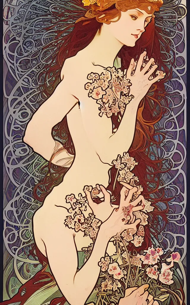 Prompt: pain(t) by alphonse mucha by james jean and by ross tran