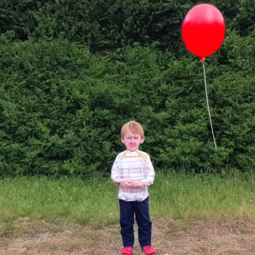 Prompt: a boy with a balloon,