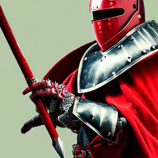 Image similar to a knight wearing full red armor, in the style of a dragon, spikes, wielding a whip,