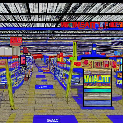 Prompt: i'll finish the walmart in my nightmares, digital art