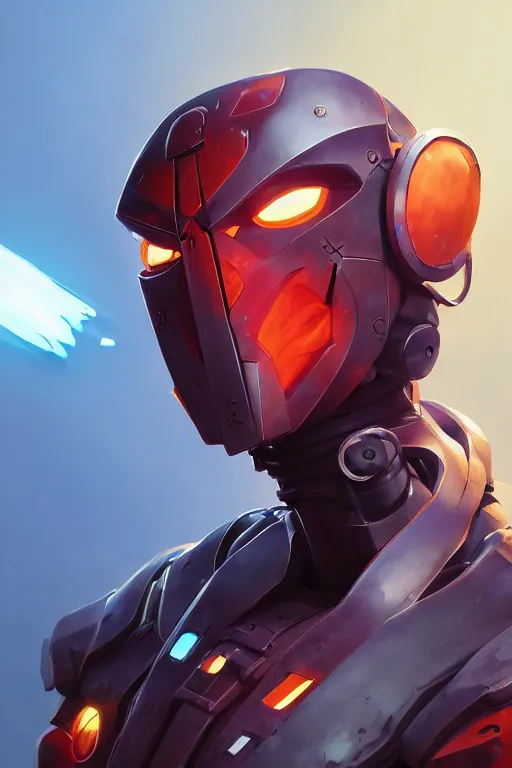 Image similar to epic mask helmet robot ninja portrait stylized as fornite style game design fanart by concept artist gervasio canda, behance hd by jesper ejsing, by rhads, makoto shinkai and lois van baarle, ilya kuvshinov, rossdraws global illumination radiating a glowing aura global illumination ray tracing hdr render in unreal engine 5