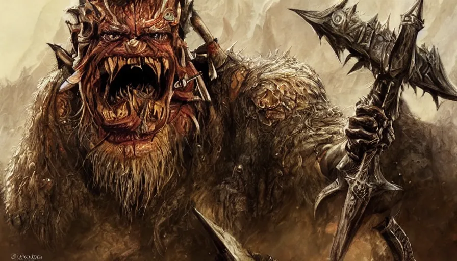 Image similar to Ork from Lord of the Rings, realistic artwork on artstation