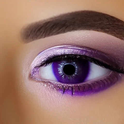 Image similar to close up photo of beautiful purple eye, no eyeshadow. 8k.