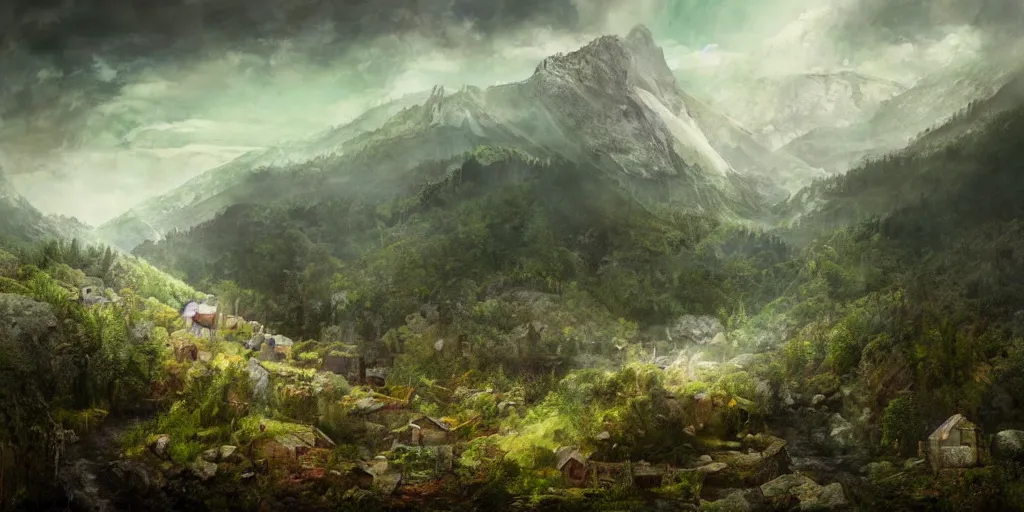 Prompt: appalachian mountain landscape, concept art by andreas franke