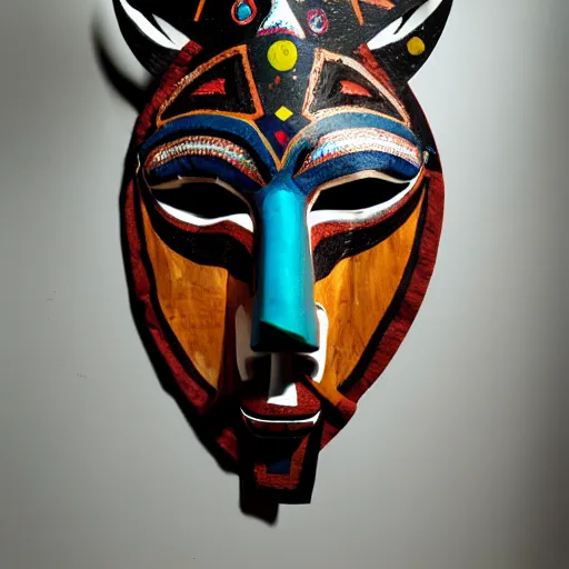 Image similar to shamanic mask of wolf, studio photo