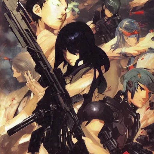 Prompt: cs _ assault, by shigenori soejima, by frank frazetta, digital painting masterpiece, beautiful brush strokes, advanced lighting technology, symmetry