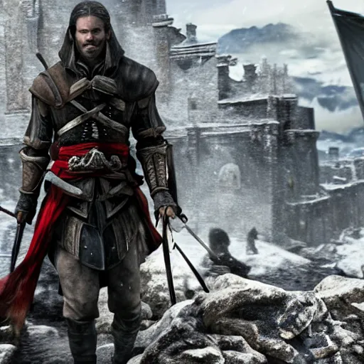 Prompt: john snow in assassin's creed valhalla