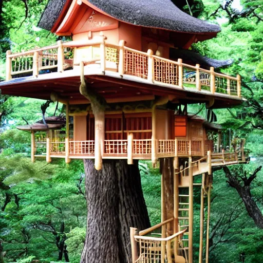 Prompt: a japanese tree house