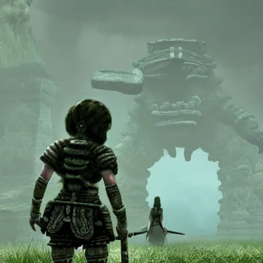 Image similar to snail reimagind in shadow of the colossus