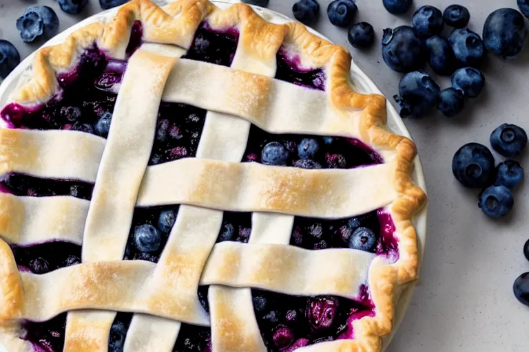 Prompt: an 8K High Definition photo of blueberry pie and cream