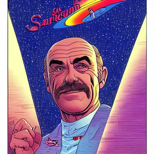 Prompt: sean connery retro minimalist portrait moebius starwatcher comic by jean giraud, 8 k