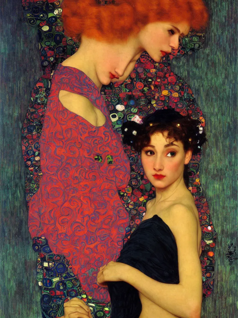 Prompt: a portrait of a vintagestyle thief in vivid colors, neon, art by gustav klimt and artgerm and wlop and william - adolphe bouguereau
