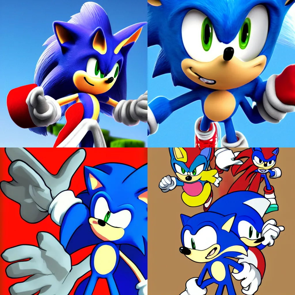 digital art of sonic the hedgehog, deviantart,, Stable Diffusion