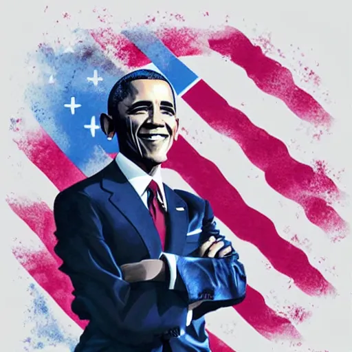 Prompt: obama art by Ross Tran