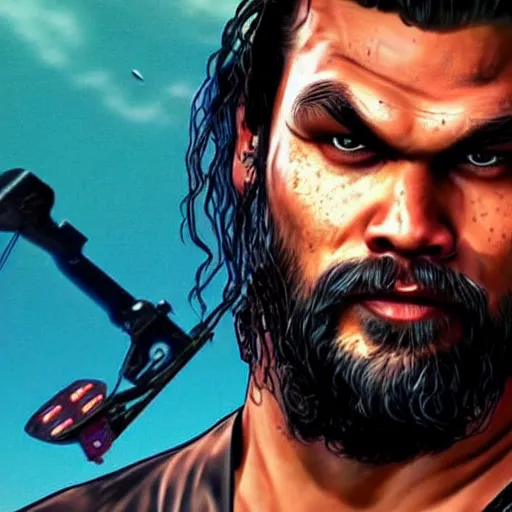 Image similar to jason momoa gta 5 cover art