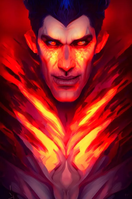 Image similar to the god hades, hellish setting, portrait, sharp focus, digital art, cgsociety, concept art, post processed, dynamic lighting, by emylie boivin and rossdraws