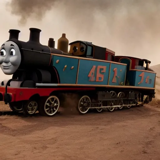 Image similar to still frame of Thomas the Tank Engine in MAD MAX: FURY ROAD (2015)