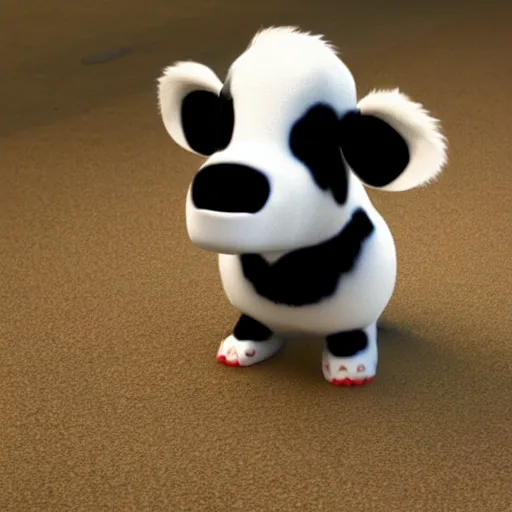 Prompt: cute furry cow character, 3d render by Pixar, raytracing, 4k, movie still