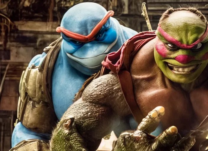 Image similar to film still of a michaelangelo in teenage mutant ninja turtles 2 0 1 4