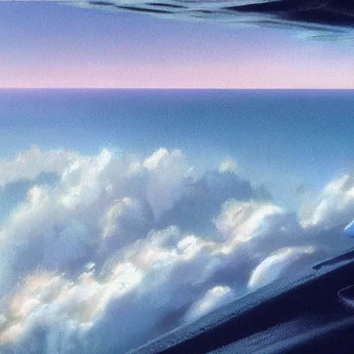 Prompt: beautiful matte painting of a dreamy ocean with clouds, sci - fi, daylight, blue sky, cinematic lighting, cinematic perspective, syd mead, john harris,