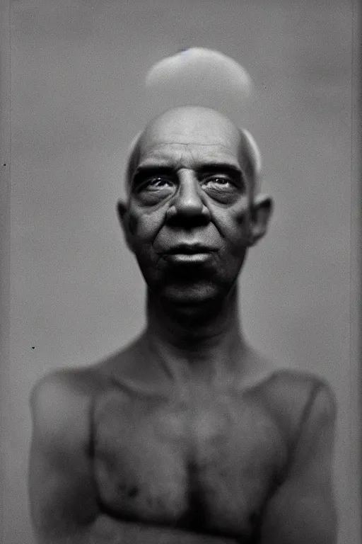 Image similar to studio portrait of man that looks excactly like homer simpson, lookalike, as if homer simpson came to life, soft light, black background, fine details, close - up, award winning photo by james van der zee