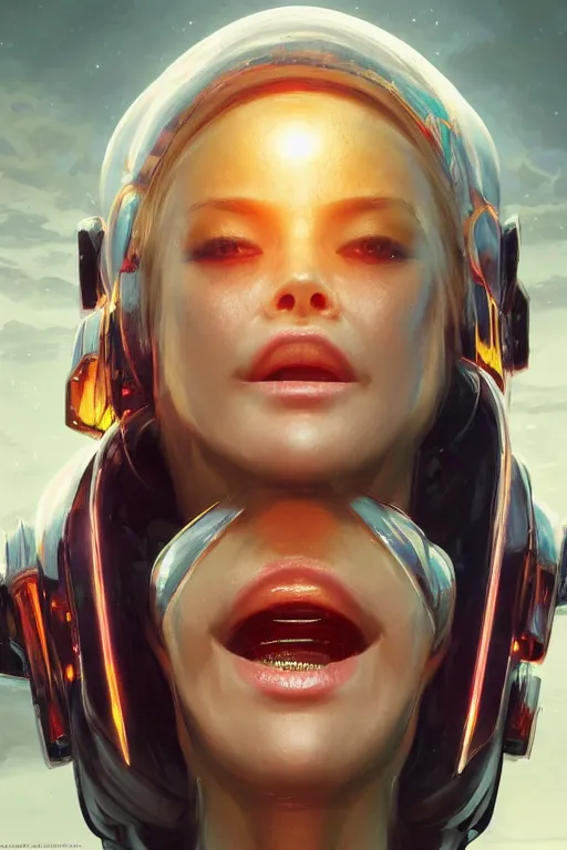 Prompt: attractive female i robot sticking out the tongue, seven deadly sins, close - up portrait, intricate, elegant, volumetric lighting, scenery, digital painting, highly detailed, artstation, sharp focus, illustration, concept art, luis rollo, ruan jia, steve mccurry, john berkey