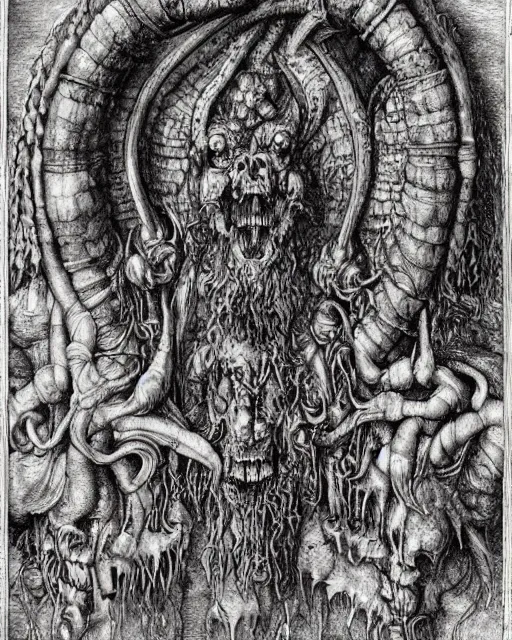 Prompt: gates of hell, fine details, photorealistic, intricate complexity, extremely detailed, very sharp, in the style of albrecht durer,