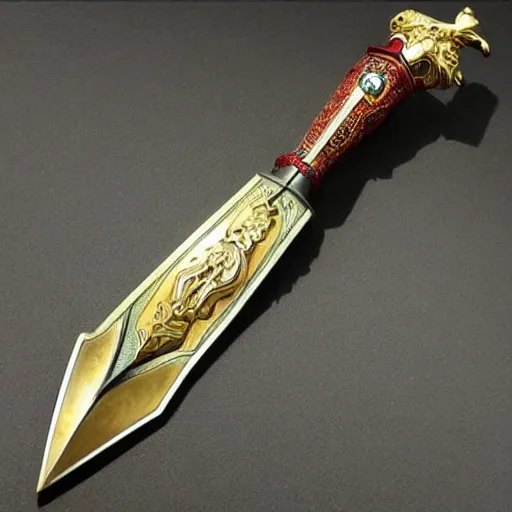 Prompt: A beautiful and realistic sword,dazzling gem in the hilt,fantasy,masterwork,good lighting