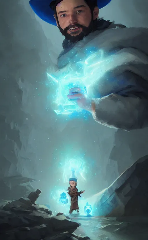 Prompt: alexis ohanian as a wizard, blue wizard hat, concept art, detailed face, fantasy, highly detailed, hearthstone, cinematic lighting, digital art painting by greg rutkowski