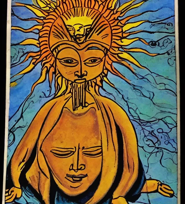 Image similar to tarot godness sun figure , bright love Philadelphia