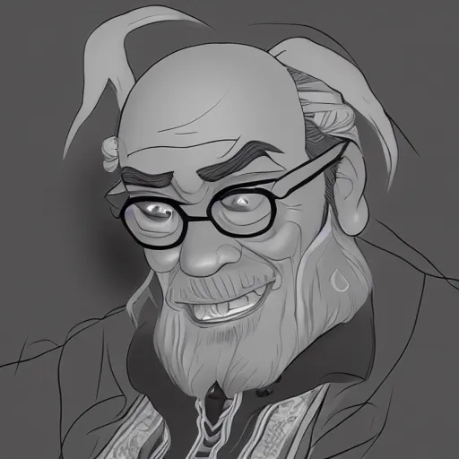 Prompt: uncle iroh from the last airbender ( 2 0 0 5 ) wearing a black tuxedo and sunglasses, intricate, highly detailed, digital painting, trending on artstation