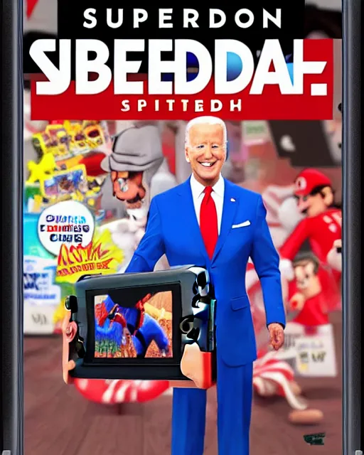 Prompt: SEALED Super Joe Biden, Nintendo Switch Video Game