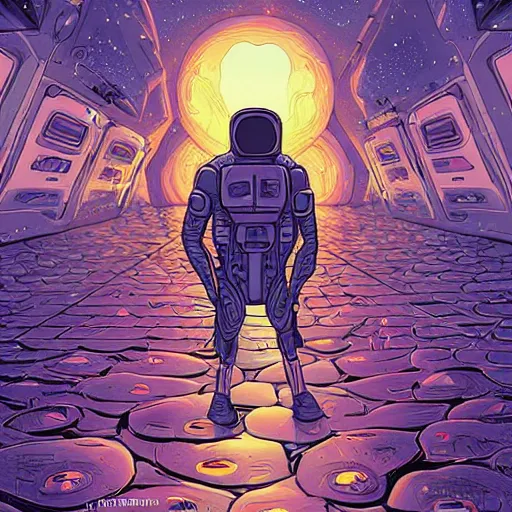 Image similar to An illustration of a peaceful alien helping mankind, 8k, rich colors, digital art, illustrated by Dan Mumford