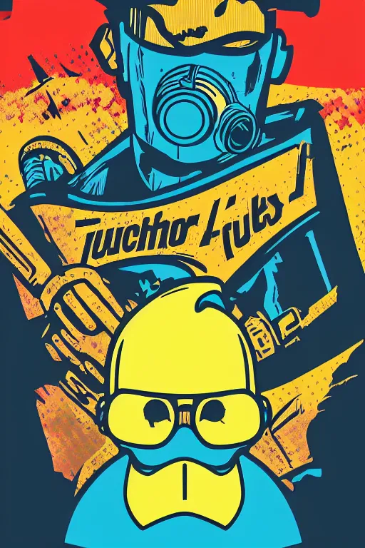 Image similar to fallout 7 6 retro futurist illustration art by butcher billy, sticker, colorful, illustration, highly detailed, simple, smooth and clean vector curves, no jagged lines, vector art, smooth andy warhol style