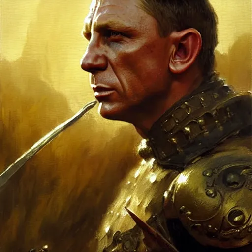 Image similar to daniel craig as a d & d style fighter, highly detailed painting by gaston bussiere, craig mullins, j. c. leyendecker, 8 k