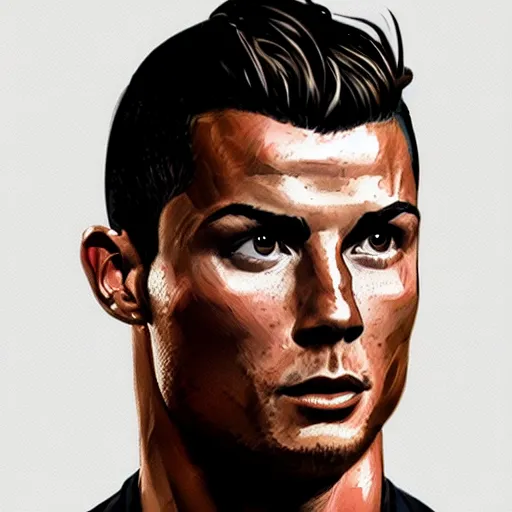 Image similar to a well designed portrait of Cristiano Ronaldo , detailed, realistic, sketch style, Artstation,Greg Rutkowski, 8K resolution.