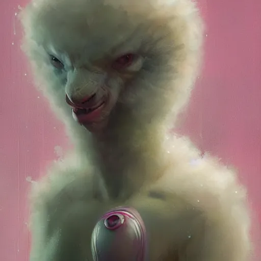 Image similar to fuzzy pink alien, portrait by greg rutkowski