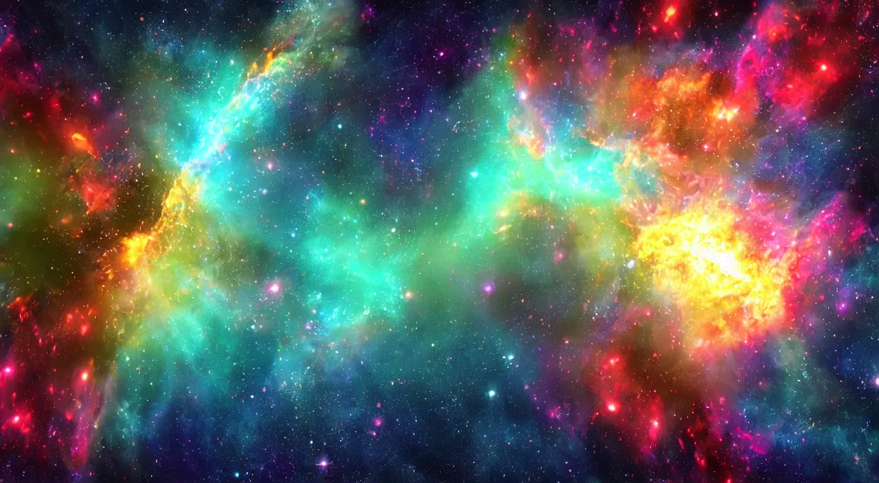 Prompt: a nebula explosion forming triangle shapes, high detail, digital art
