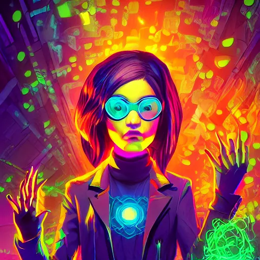 Image similar to skill magic geek inside matrix deepdream radiating a glowing aura stuff loot legends stylized digital illustration video game icon artstation lois van baarle, ilya kuvshinov, rossdraws,