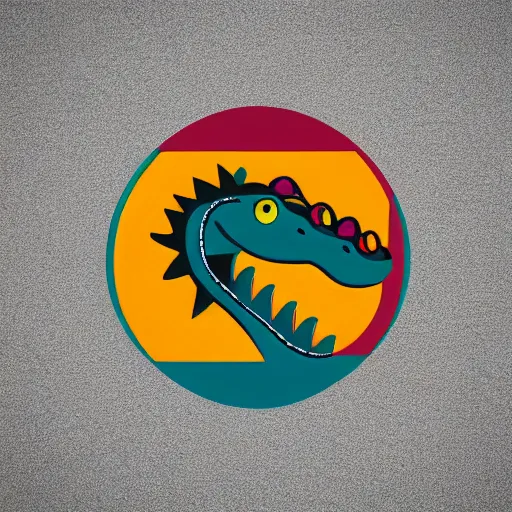 Image similar to crocodile symmetric logo painting by tim biskup and afshar petros, matte background, sharp contours, minimal, trending on artstation